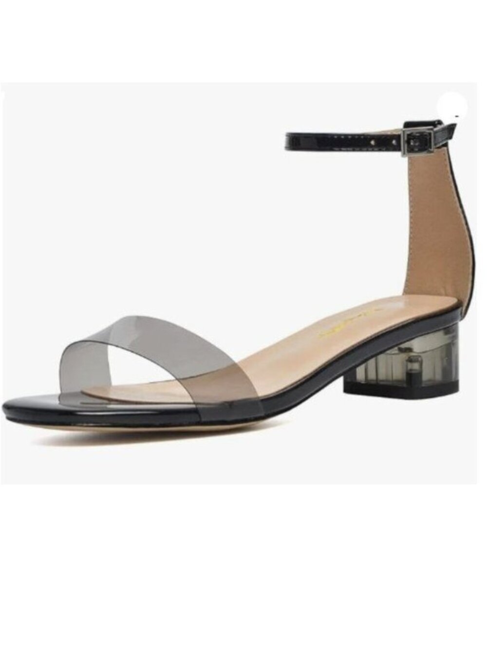 XYD Heels for Women Open Toe Sandals Buckled Low Chunky Block Pump Shoes Black